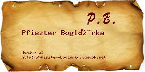 Pfiszter Boglárka névjegykártya